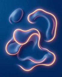 Immerse yourself in the captivating world of modern flat design with this overhead view showcasing futuristic 3D fluid shapes