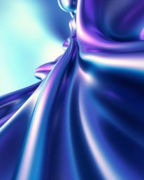 Captivating low-angle perspective art featuring smooth 3D fluid shapes with metallic textures, rendered in cool blues, greens
