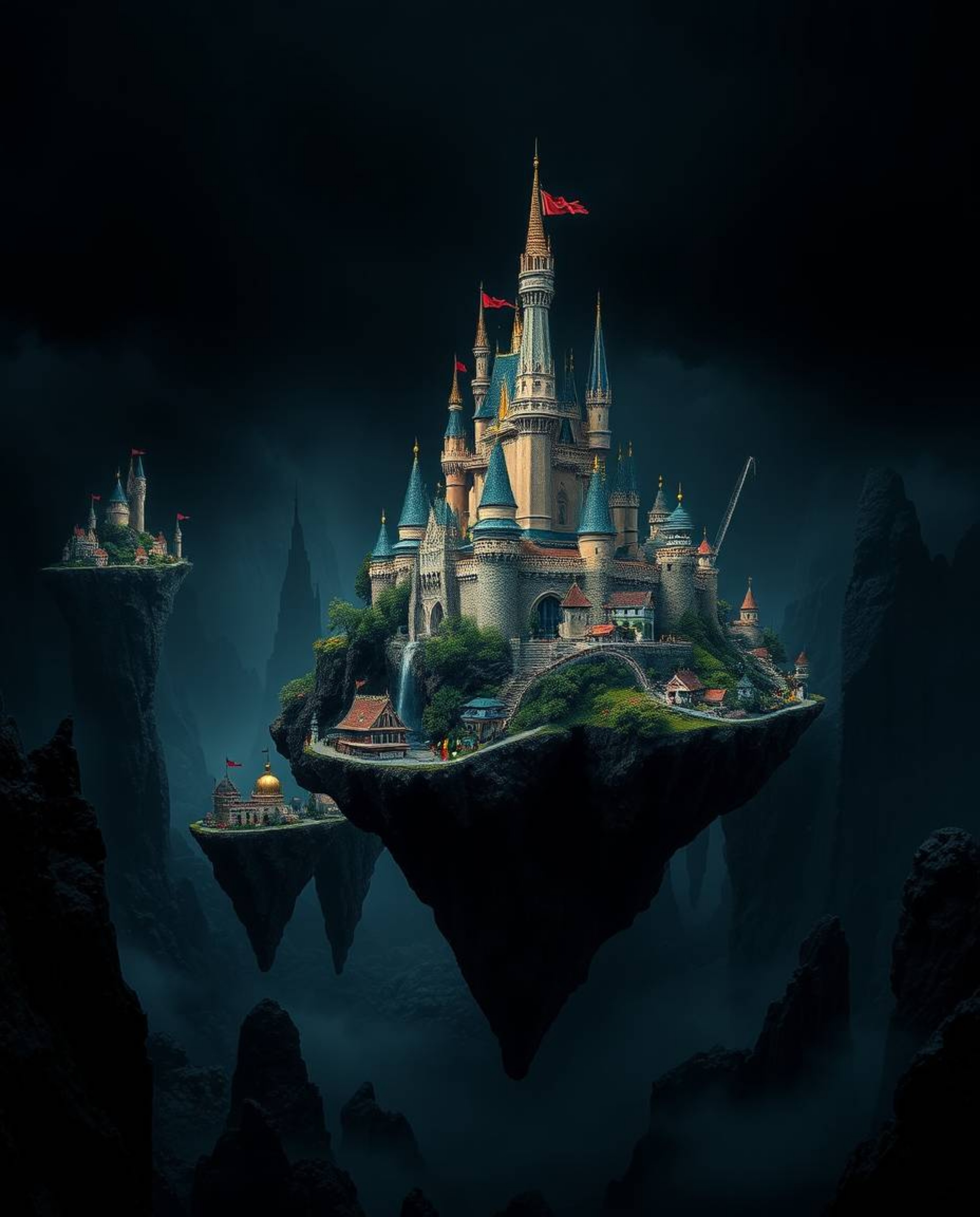 Discover breathtaking fine art photography featuring an unusual, original scene of a vibrant kingdom with floating islands an