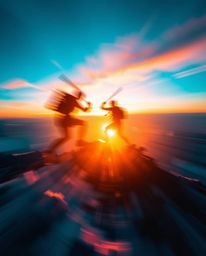 This is an abstract light art piece that interprets a dynamic sunset from a high alpine peak. The artwork is characterized by