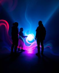 Explore the captivating world of long-exposure photography featuring silhouetted 3D renders bathed in backlighting and vibran