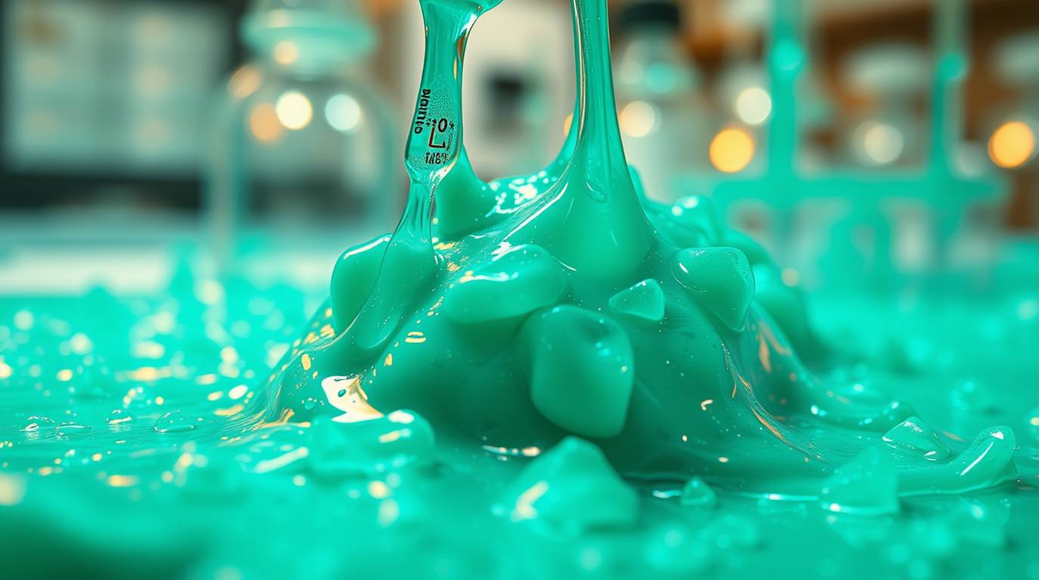 Explore an extreme macro close-up view of a slime-covered science lab, revealing intricate small subject details brought to l