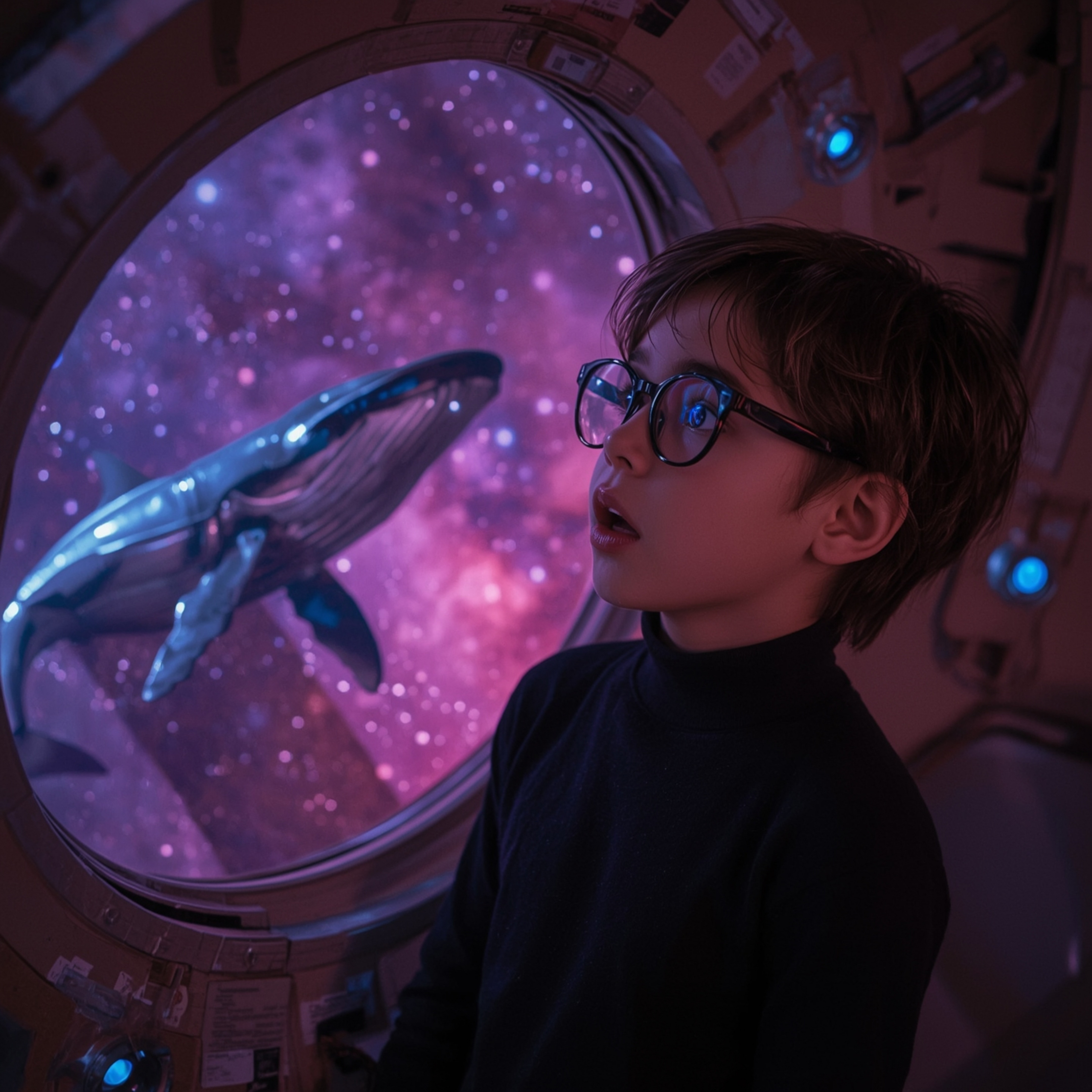 Witness the captivating high fashion photography of a young boy with delicate features, clad in a sleek black turtleneck and 