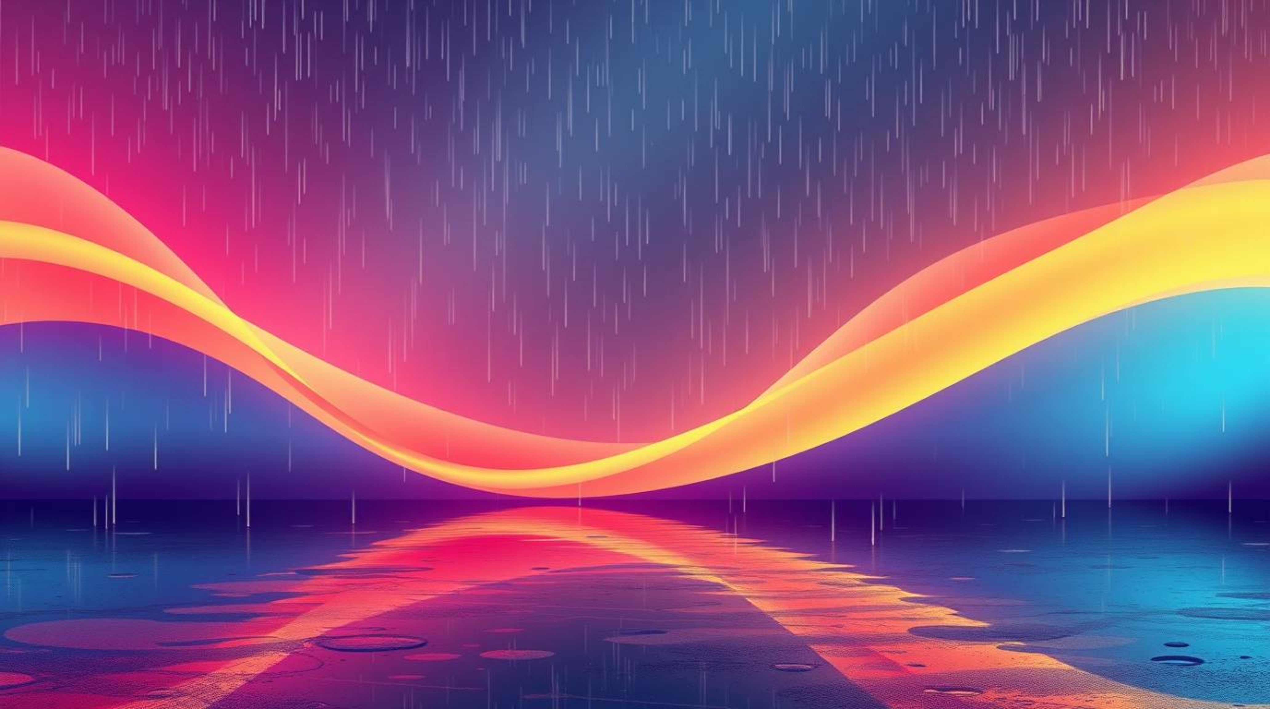 A captivating digital art piece showcasing a modern flat design. Neon gradient textures flow dynamically across a liquid surf