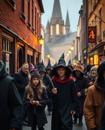 Capture the magic! This candid street photography series showcases a whimsical school for young wizards nestled in an urban s