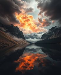 This piece features dreamlike, surreal imagery with fantastical elements, characterized by high contrast and dramatic low-key