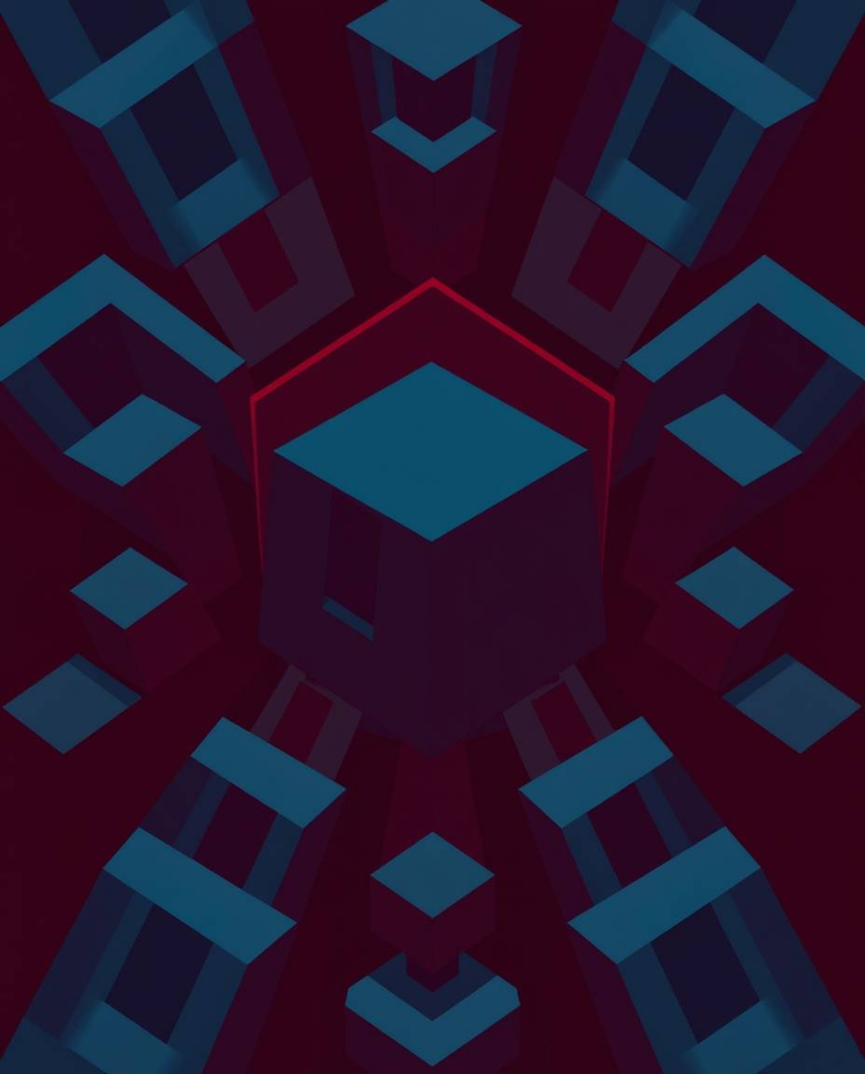 This illustration showcases an Isekai anime style, featuring a repetitive cube pattern within Escher-style impossible geometr