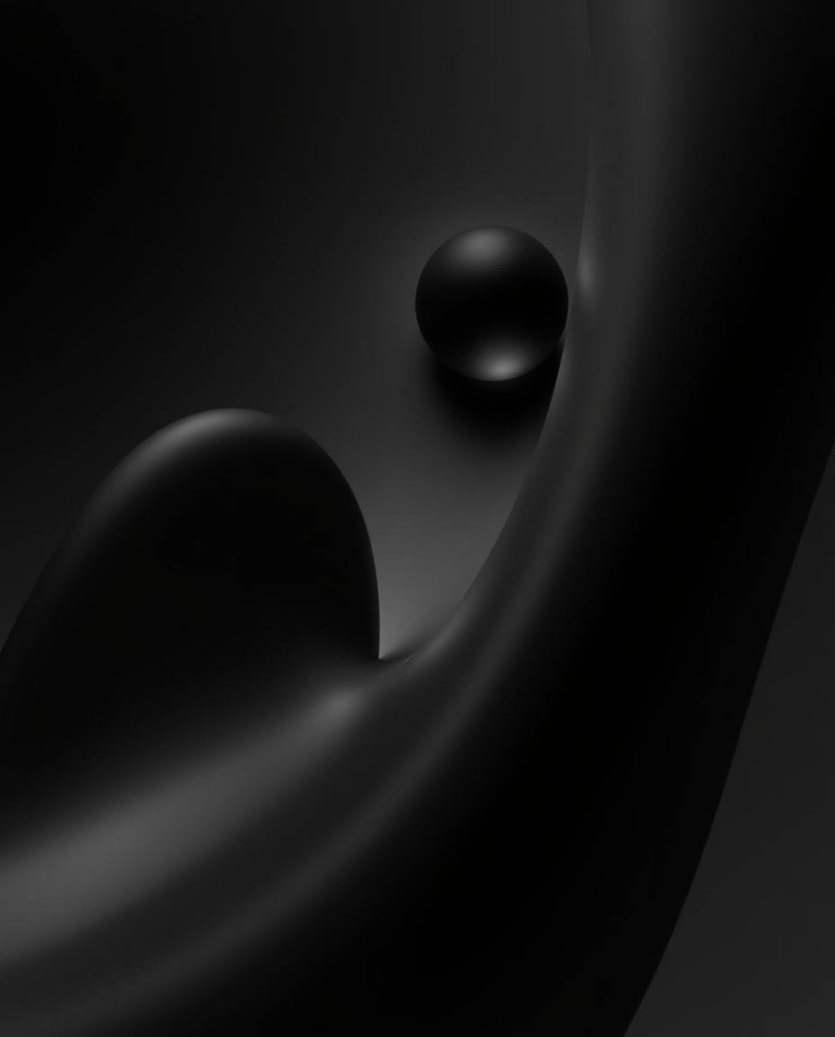Experience a jet black ethereal vibe with captivating 3D shapes adorned with a smooth gradient texture in pure black. This fu