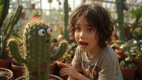A vibrant, cinematic photograph in a stylized, Pixar-inspired aesthetic, capturing the moment a homeschooled genius, with mes