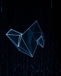Experience the dramatic effect of high-contrast, low-key lighting illuminating gracefully elegant, glitched geometric shapes 