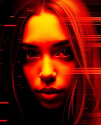 Create stunning digital glitch art portraits with a warm color palette.  This pixelated style uses corrupted data for a uniqu