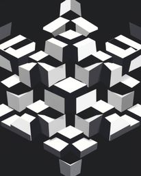 This logo design features an inspired and repetitive cube pattern in Escher-style impossible geometry. The design emphasizes 
