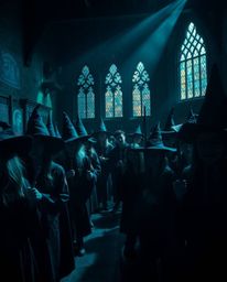 Explore a magical school teeming with young wizards, brought to life through striking high-contrast visuals and low-key light