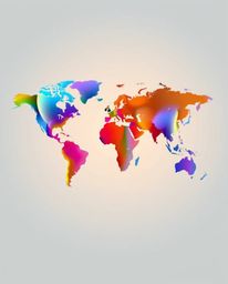 This modern flat design world map illustration features bright colorful splashes in a creative abstract concept, utilizing sm