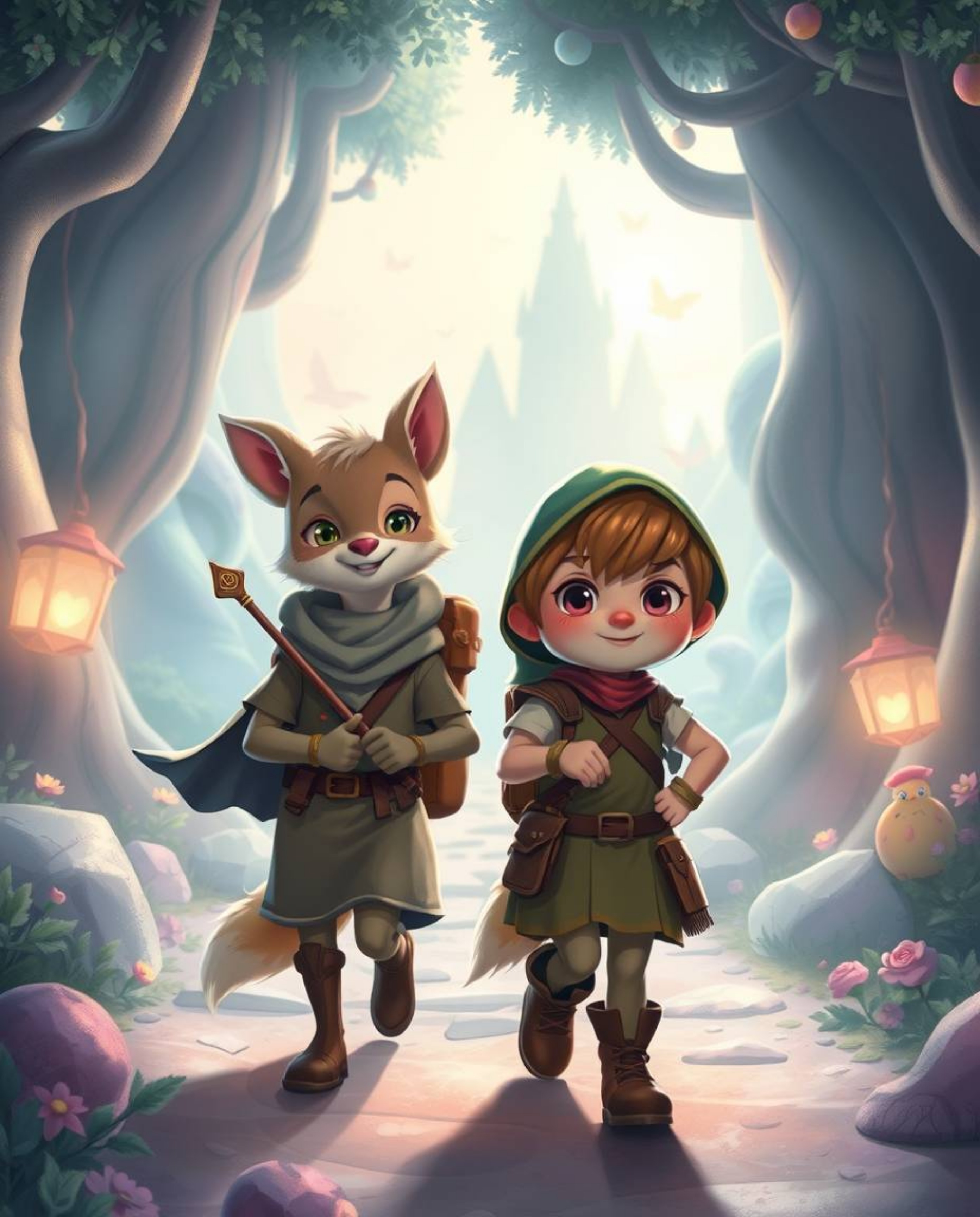 Embark on a captivating adventure with a hero accompanied by an adorable talking animal sidekick. Journey through a mystic an