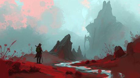 Explore a captivating blend of surreal infrared tones and dynamic digital sketches, featuring loose painterly strokes and com