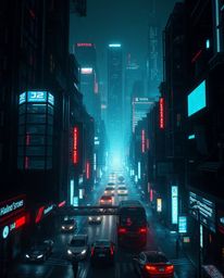 Experience a dramatic, film-like depiction of a futuristic city malfunctioning in glitch mode.  The scene is rendered in a st
