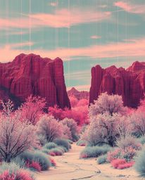 Explore a surreal landscape where digital glitches and infrared tones collide, creating an otherworldly spectacle. Witness a 