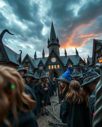 Experience the breathtaking detail of a magical school filled with young wizards in this extreme macro photograph. Iridescent