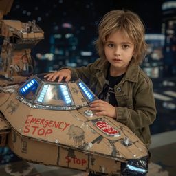 Exquisite high-fashion photography captures a young boy with curious brown eyes and messy blond hair, confidently standing ne