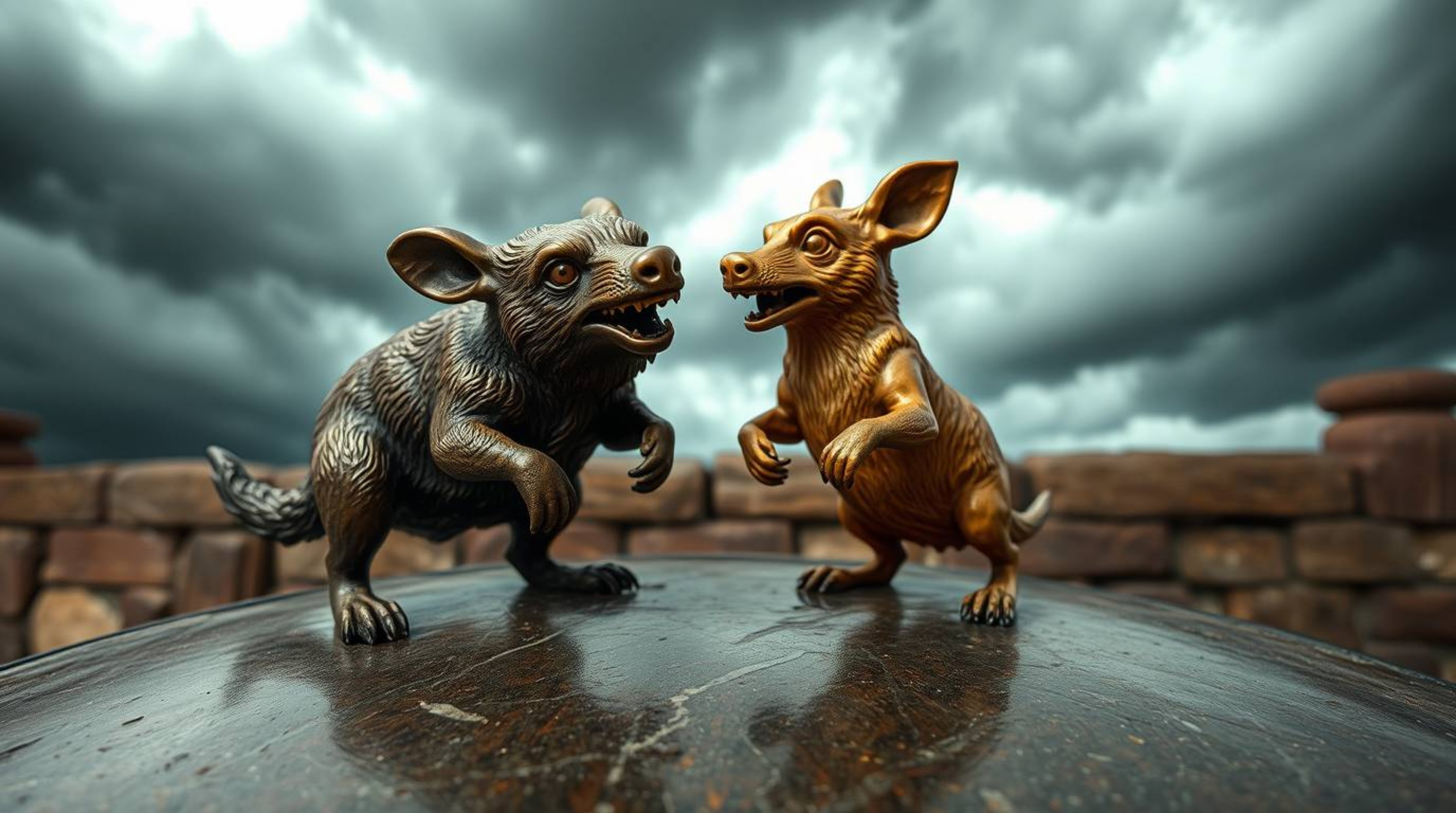 This artwork depicts a captivating scene of intense dramatic weather and a cast bronze surface with an antique patina finish.