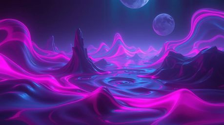 Dive into a mesmerizing world of surreal digital art. This captivating artwork features vibrant neon gradient textures flowin