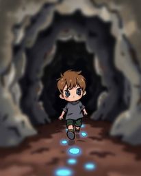 A captivating color sketchnote illustration featuring a child with brown hair and bright eyes, sharply focused against a blur