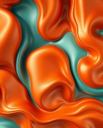 An overhead view showcasing smooth 3D fluid shapes with metallic textures in zero gravity, presented in high realism. This ca