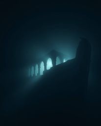 Explore a captivating underwater shipwreck illuminated in the deep sea. This scene showcases graceful and elegant features, r