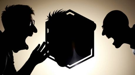 This comedic scene features a silhouetted figure with exaggerated expressions, creating a humorous gross-out moment.  The des