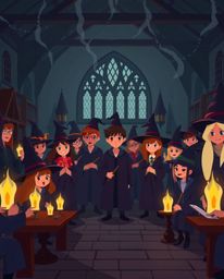 Explore a captivating magical school teeming with young wizards, brought to life through a dramatic cinematic lens. This stun