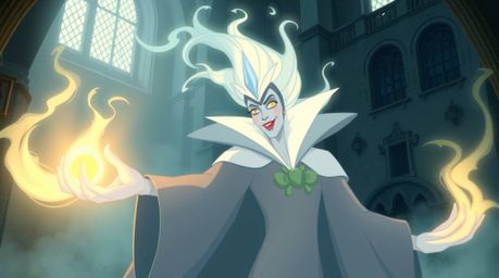 A captivating ethereal illustration of a classic Disney villain, rendered in soft pastel colors, casting a spell within an an