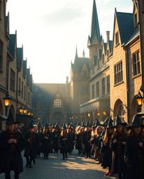Discover the enchanting world of a magical school brimming with young wizards, captured in stunning professional photographs.