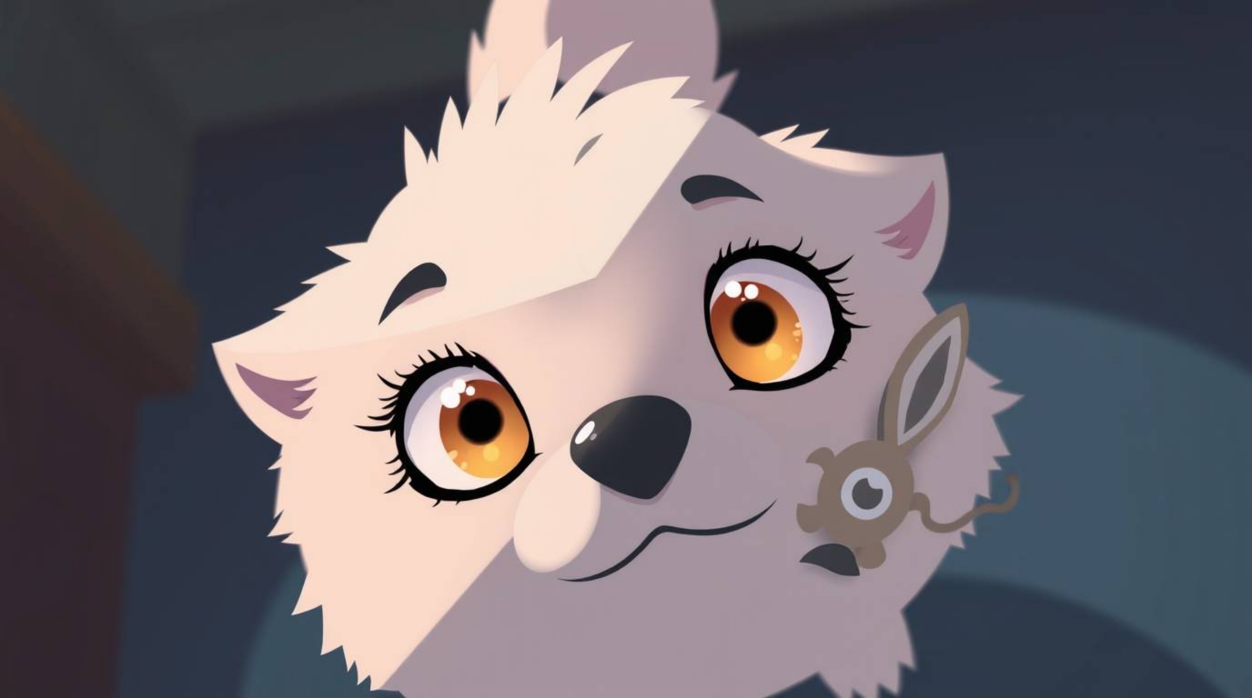 A whimsical illustration featuring a sarcastic animal sidekick with expressive eyes, rendered in soft pastel colors.  The hig