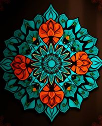 Discover stunning geometric floral mandalas in vibrant terracotta and teal color palettes.  These symmetric designs feature i