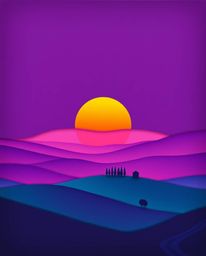 This is a high-contrast image depicting a sunset over misty rolling hills in Tuscany, uniquely crafted from layered papier-mâ