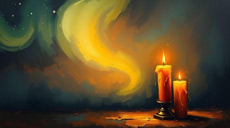 Immerse yourself in the captivating allure of a classic oil painting style, illuminated by the warm glow of candlelight and e