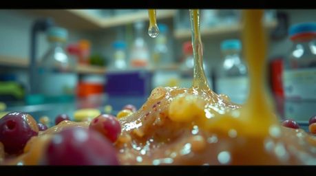 Explore the fascinating world of an extreme macro close-up within a slime-covered science lab. This image captures minute det