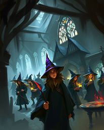 Explore a magical school teeming with young wizards in this dynamic digital sketch. Rendered with loose painterly strokes an