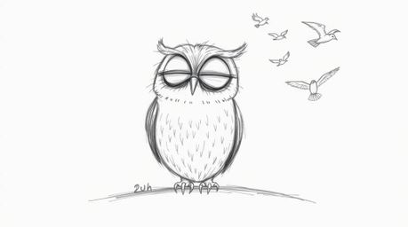 A heartwarming image of a blind owl, rendered in a Pixar-esque style, whispering encouragement to birds as they bravely take 