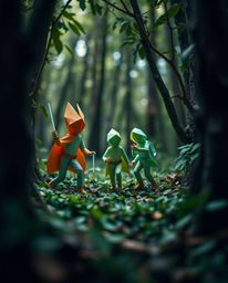 Discover a captivating adventure in a meticulously crafted origami forest!  A group of friends, each possessing unique powers