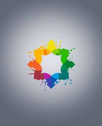 This logo design features a striking geometric silhouette created from vibrant splash patterns, embodying a modern art style.