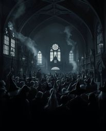 Discover a captivating image of a magical school brimming with young wizards, rendered entirely in intense jet black.  The ar