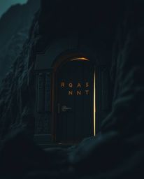 Discover an ancient doorway etched with glowing runes, nestled into the heart of a majestic mountainside. This captivating sc