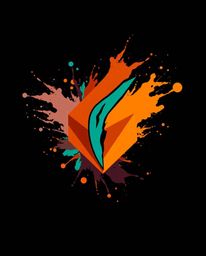 Explore the striking contrast of a geometric logo design featuring warm terracotta and cool teal, set against a dynamic backd