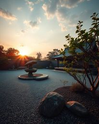 A soft pastel colors and intense dramatic lighting from a low angle perspective photograph depicting a sunset over a serene Z