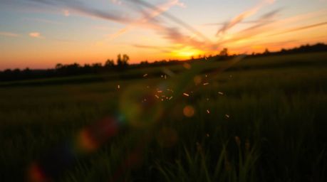 Experience the magic of a dynamic sunset over a serene meadow. Witness vibrant colors, blurred lines, and captivating action 