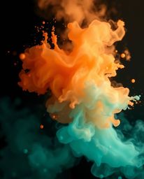 Explore the captivating blend of modern flat design with a soft cinematic haze, featuring warm terracotta and cool teal tones