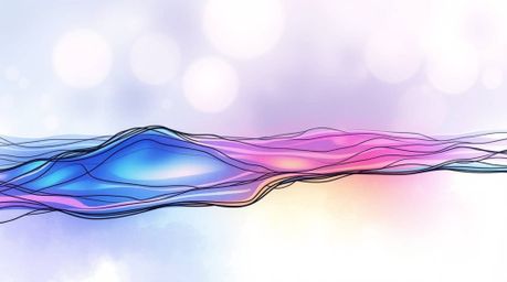 A captivating hand-drawn sketch showcases a liquid surface with vibrant neon gradient textures flowing across it.  The soft c