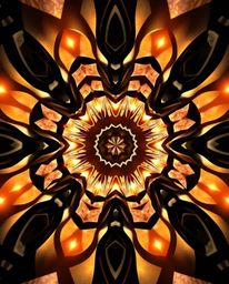 This striking black and white image features a captivating geometric optical illusion pattern with a retro aesthetic.  Warm g